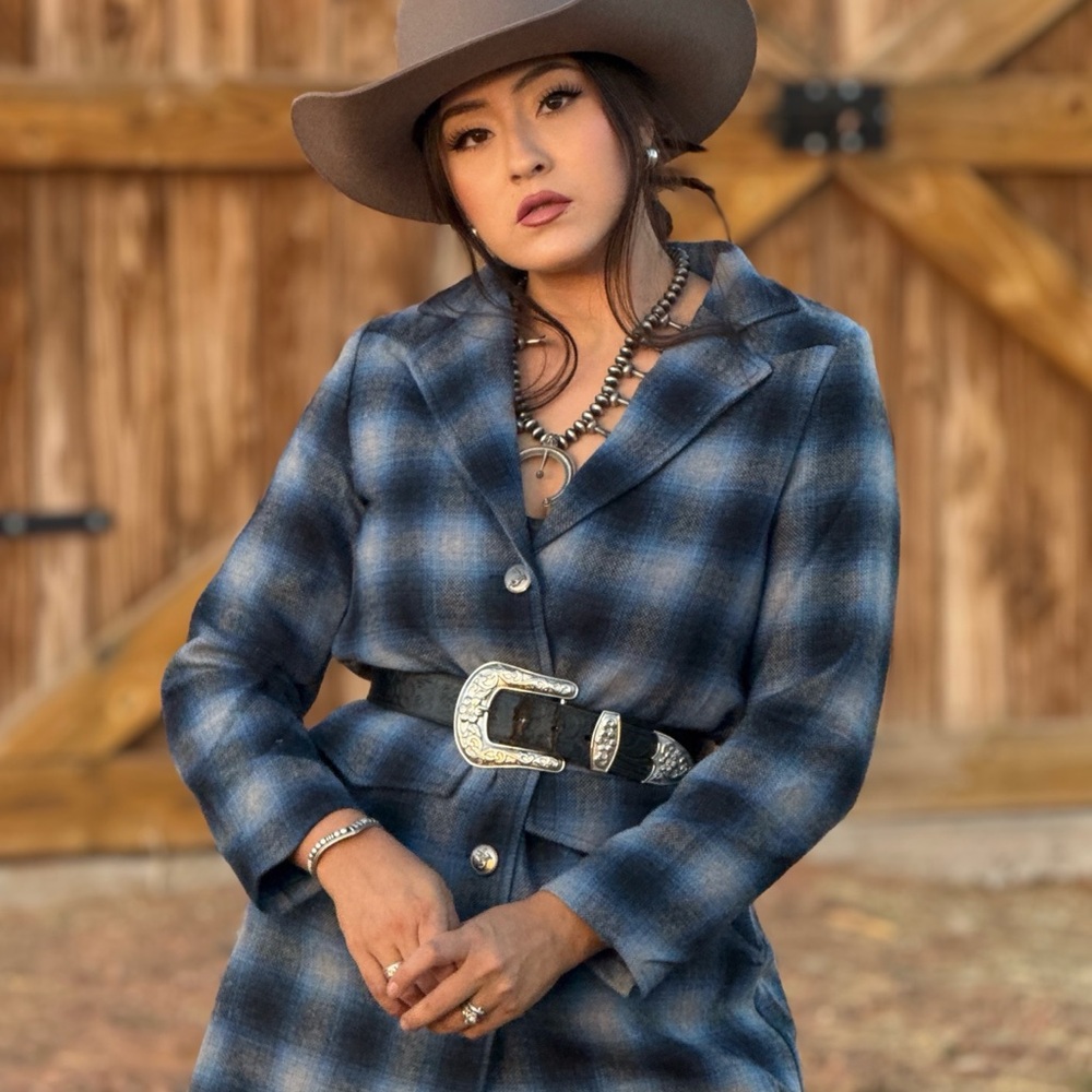Lucky & Blessed Blue Plaid Women's Coat